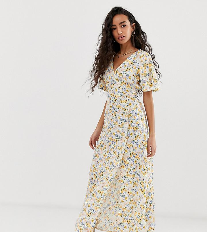 Miss Selfridge Petite Maxi Tea Dress In Ditsy Floral Print - Multi