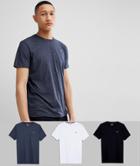 Hollister 3 Pack Multi Crewneck T-shirts Icon Seagull Logo In White/navy/gray Marl - Multi