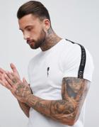 Rose London Logo Muscle T-shirt With Side Stripe - White