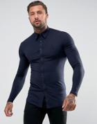 Gym King Jersey Shirt In Blue Muscle Fit - Blue