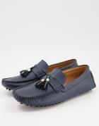 Truffle Collection Faux Leather Tassel Drivers In Navy