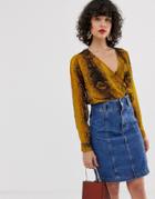 Pieces Snake Print Twist Front Top - Multi