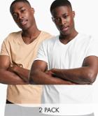 Asos Design 2 Pack V-neck T-shirt-multi
