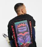 Collusion Oversized T-shirt With Print In Dark Brown Acid Wash Pique