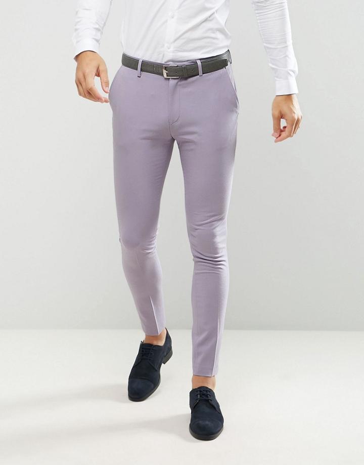 Asos Super Skinny Suit Pants In Dusky Lilac - Purple