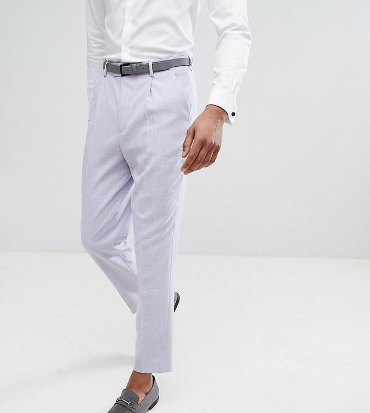 Asos Tall Wedding Tapered Smart Pants In Lilac Cross Hatch Nepp - Purple