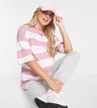 Asos Design Maternity Oversized T-shirt With Chunky Stripe In Pink