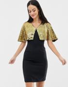 Unique21 Sequin Cape Bodycon Dress-black