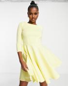 Closet London Scuba Skater Dress In Lemon-yellow