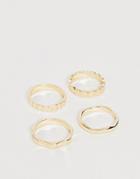 Asos Design Pack Of 4 Rings In Mixed Texture Designs In Gold Tone
