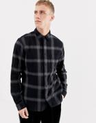 Selected Homme Brushed Check Shirt In Slim Fit - Black