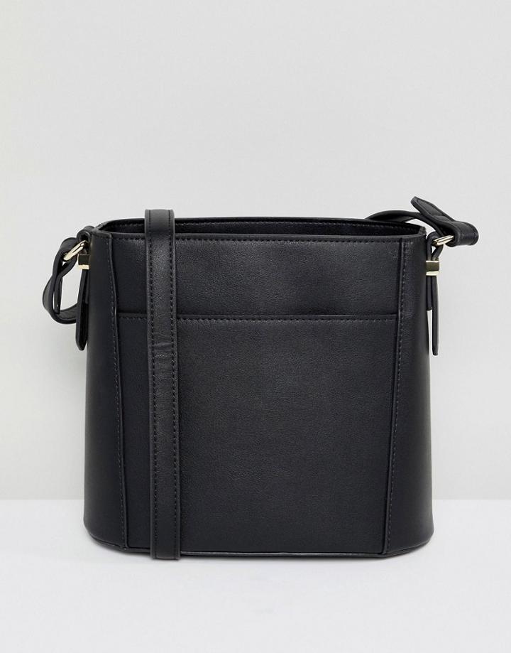 Accessorize Drawstring Crossbody Bucket Bag In Black - Black
