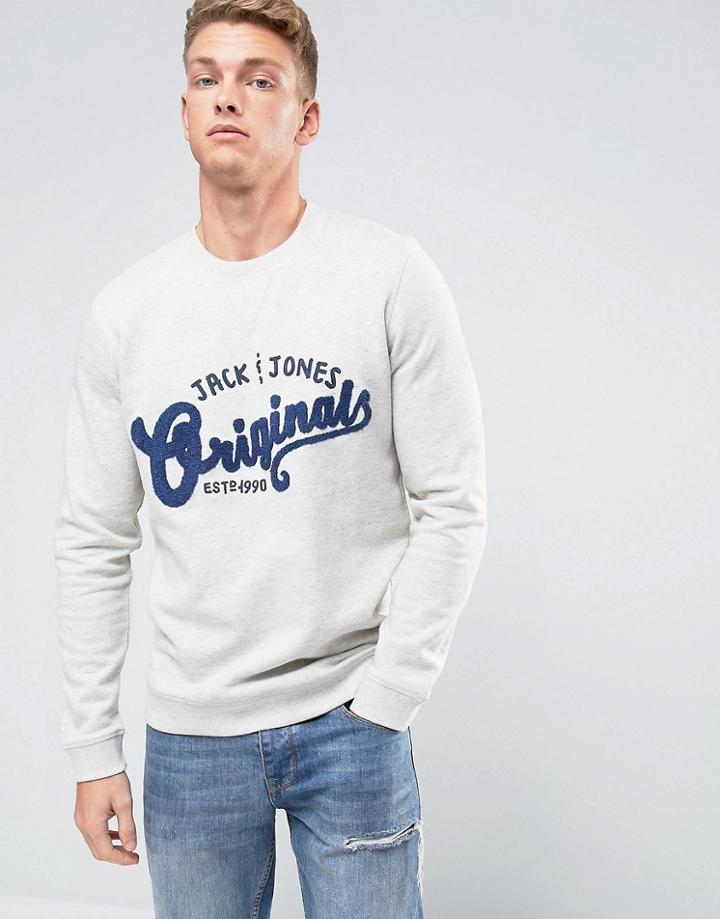 Jack & Jones Originals Sweatshirt With Embroidery - White