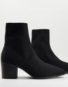 Asos Design Heeled Chelsea Boot In Ribbed Black Knit