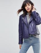 Muubaa Healey Leather Biker Jacket - Blue