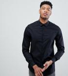 Asos Design Tall Stretch Regular Fit Shirt In Black - Black