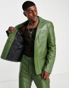 Bolongaro Trevor Leather Suit Jacket In Green