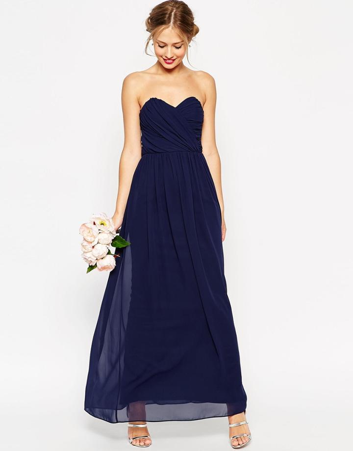 Asos Wedding Bandeau Maxi Dress - Navy