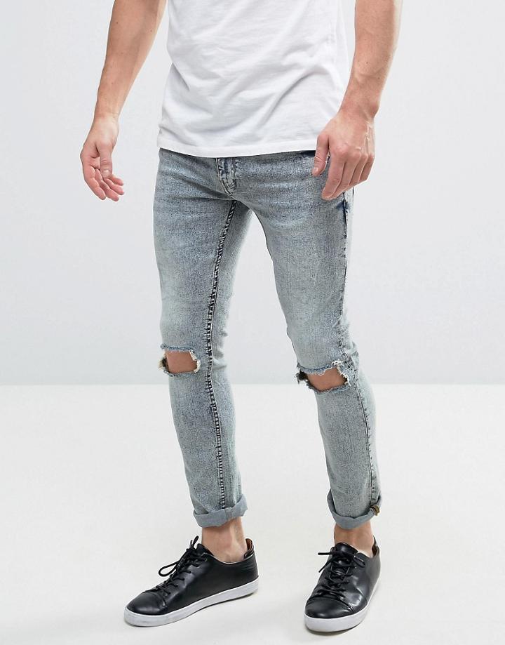 Brave Soul Mid Wash Skinny Jeans - Blue
