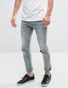 Brave Soul Mid Wash Skinny Jeans - Blue