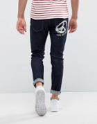 Love Moschino Jeans With Peace Logo In Slim Fit - Blue