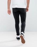 Jack & Jones Intelligence Liam Skinny Fit Ripped Jeans In Black Wash