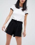 Monki Shorts With Rainbow Glitter Side Stripe In Black - Black