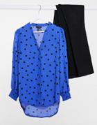 New Look Shirt In Blue With Black Dot Print-blues