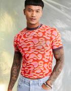 Asos Design Muscle T-shirt In Pink Printed Mesh
