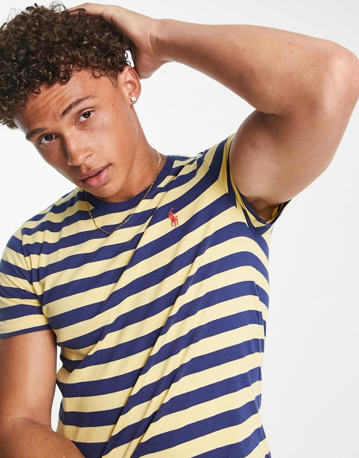 Polo Ralph Lauren Icon Logo Striped T-shirt In Yellow/navy