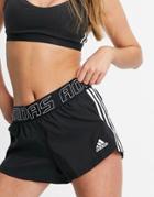 Adidas Training Three Stripe Shorts With Logo Waistband-black