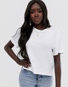 Asos Design Boxy T-shirt In Waffle With Exposed Seams - White