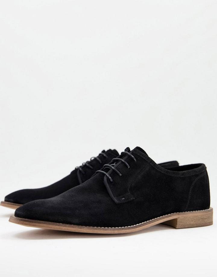 Asos Design Derby Lace Up Shoes In Black Suede