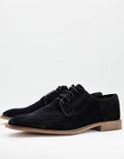 Asos Design Derby Lace Up Shoes In Black Suede