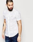 Farah Shirt With Printed Check Slim Fit Short Sleeves - White