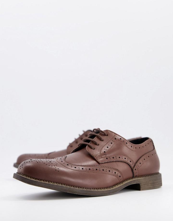 Truffle Collection Formal Lace Up Brogues In Tan-brown