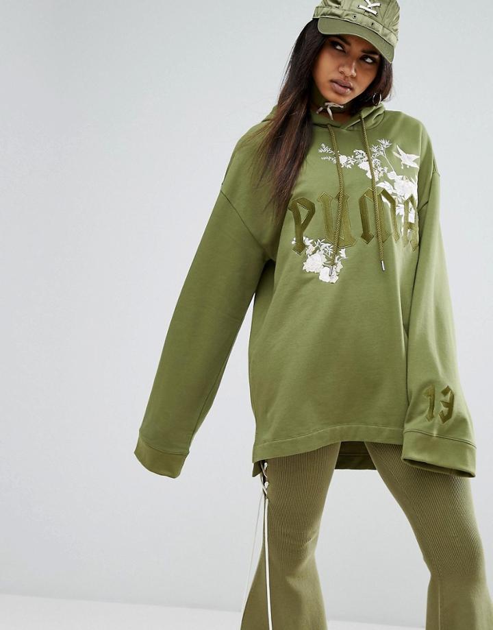 Puma X Fenty Graphic Embellished Hoodie - Green