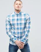 Farah Shirt In Madras Check In Blue Slim Fit - Green