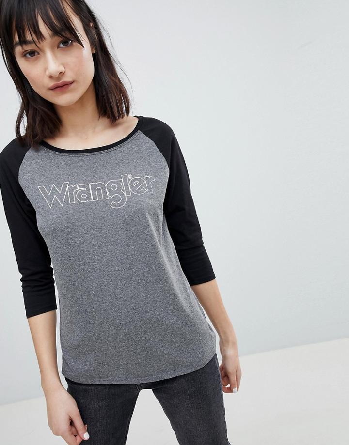 Wrangler Logo Raglan Baseball T-shirt - Gray