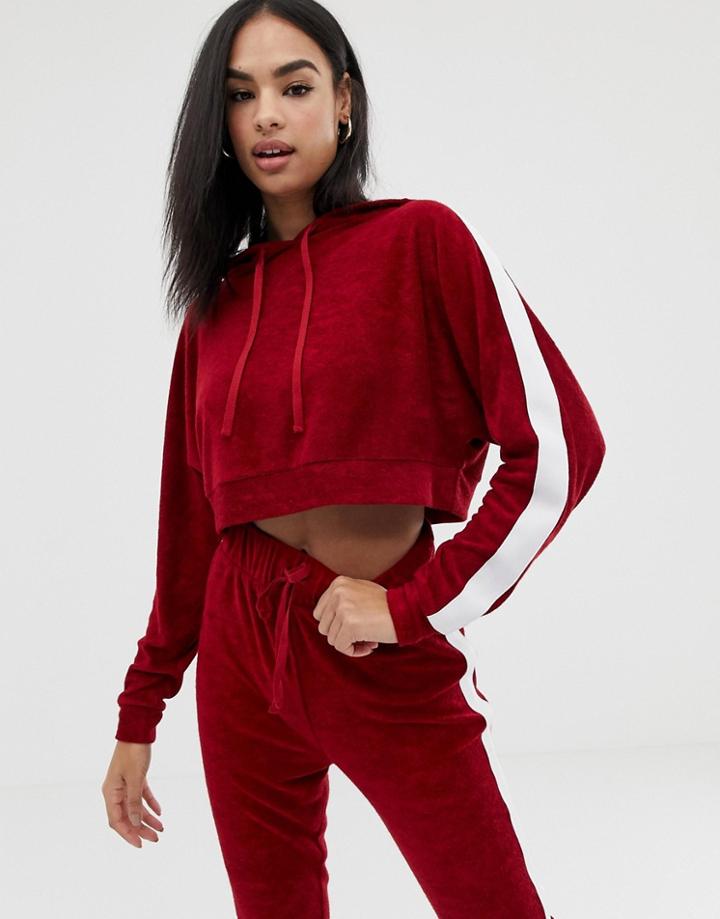 Asos Design Lounge Sporty Side Stripe Hoodie-red