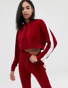 Asos Design Lounge Sporty Side Stripe Hoodie-red