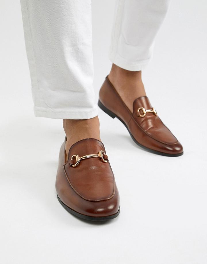 Office Italic Bar Loafers In Tan Leather - Tan