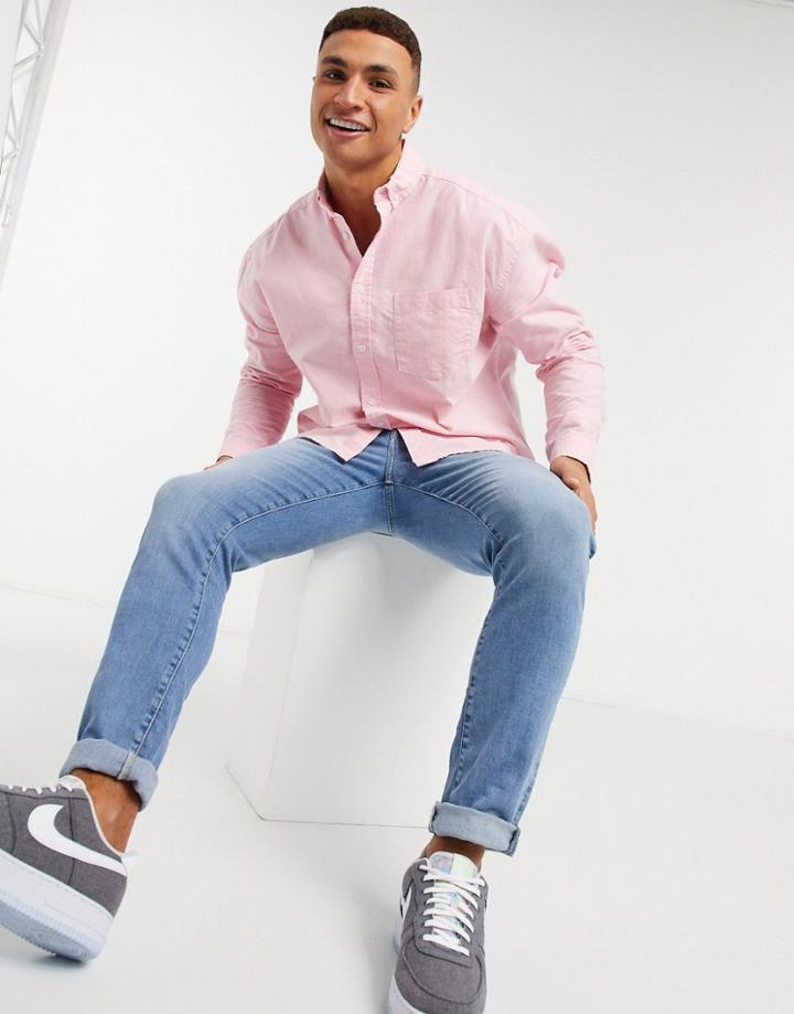 Asos Design 90s Oversized Oxford Shirt In Pink