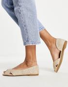 Asos Design Laurel Peeptoe Ballet Flats In Natural-neutral