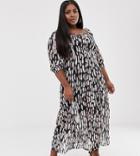 Religion Plus Bardot Midi Dress In Abstract Animal Print-white