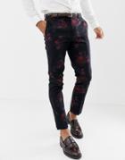River Island Wedding Suit Pants In Dark Floral Print - Multi