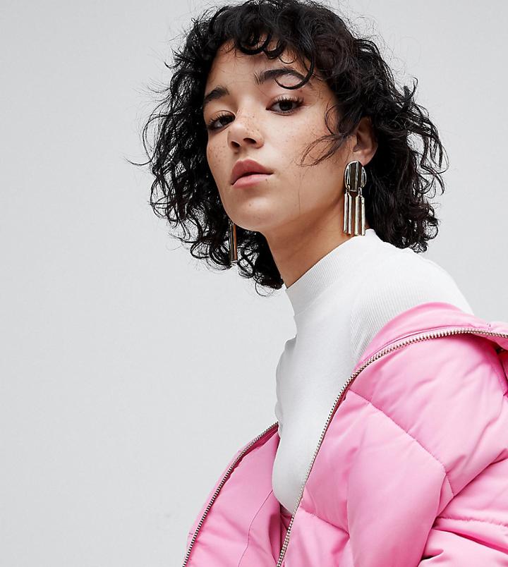 Asos Gold Plated Disc And Stick Drop Earrings - Gold