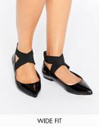 Asos Lyle Wide Fit Elastic Ballet Flats - Black