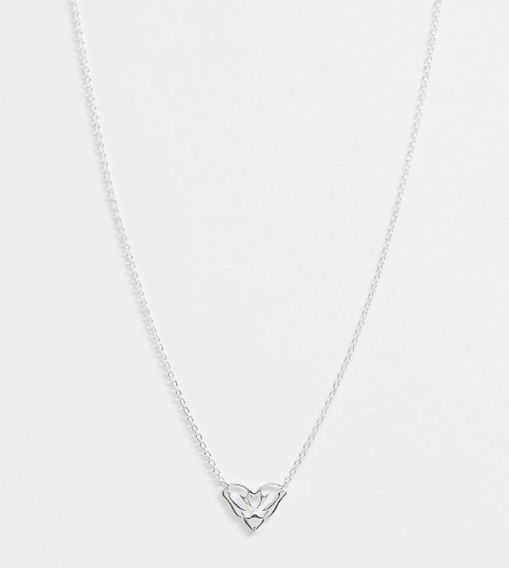 Asos Design Sterling Silver Necklace With Tattoo Pendant