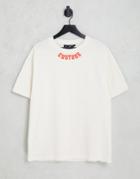 The Couture Club Oversized T-shirt In Off White With Red Placement Print